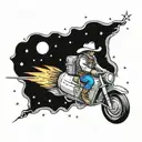 A cowboy riding a rocket through space tattoo design idea