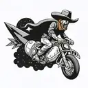 A cowboy riding a rocket through space tattoo design idea