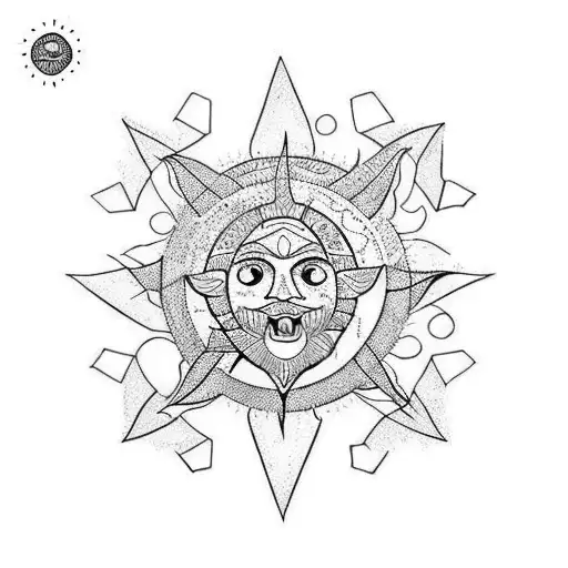 Sun in albanian way tattoo design idea