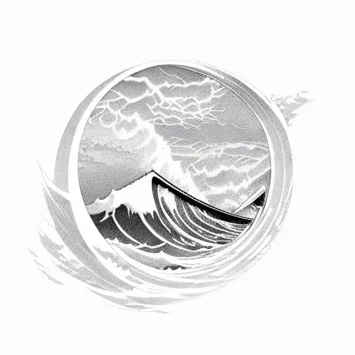 Edmund Fitzgerald with waves and lightning tattoo design idea
