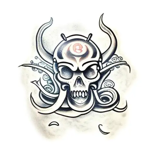 kraken skull tattoo design idea
