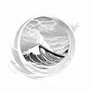 Edmund Fitzgerald with waves and lightning tattoo design idea