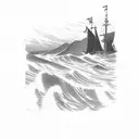 Edmund Fitzgerald with waves and lightning tattoo design idea