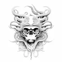 kraken skull tattoo design idea
