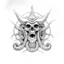kraken skull tattoo design idea
