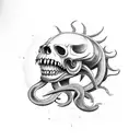 kraken skull tattoo design idea