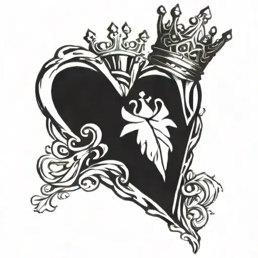 icy heart with crown  tattoo design idea