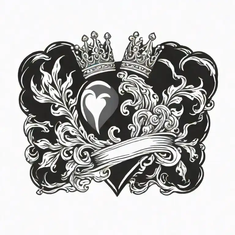 icy heart with crown  tattoo design idea