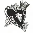icy heart with crown  tattoo design idea