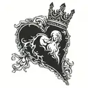 icy heart with crown  tattoo design idea