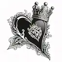 icy heart with crown  tattoo design idea