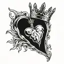 icy heart with crown  tattoo design idea