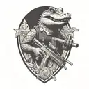 an alligator with a .50 cal machine gun  tattoo design idea
