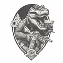 an alligator with a .50 cal machine gun  tattoo design idea