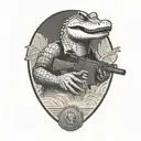 an alligator with a .50 cal machine gun  tattoo design idea