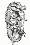an alligator with a .50 cal machine gun shooting tattoo design idea