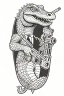 an alligator with a .50 cal machine gun shooting tattoo design idea