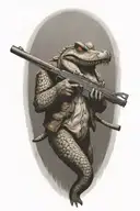 an alligator with a rifle tattoo design idea