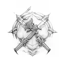 parachute thunder swords tattoo design idea