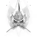 parachute thunder swords tattoo design idea