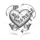 A heart-shaped boxing ring with Dearbhla's name in bold letters tattoo design idea