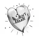A heart-shaped boxing ring with Dearbhla's name in bold letters tattoo design idea