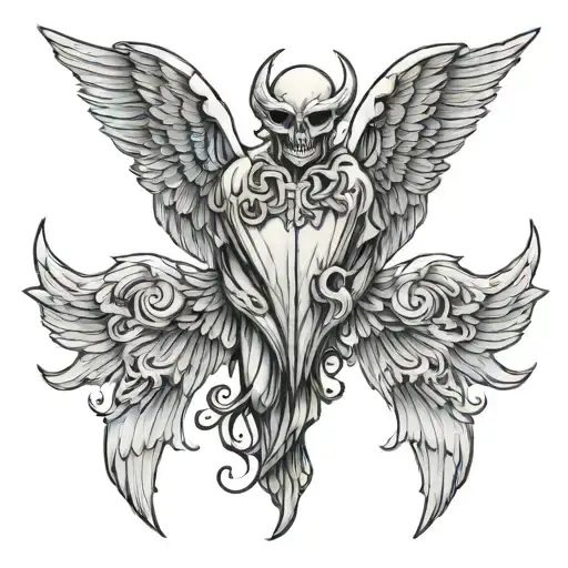 Half angel half demon wings back tattoo tattoo design idea