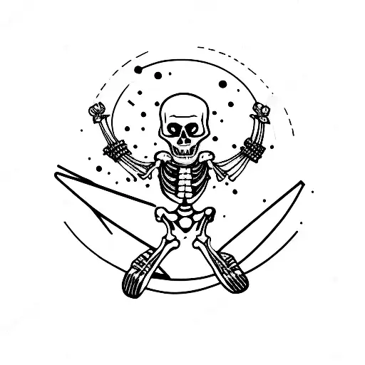 skeleton on a snowboard tattoo design idea