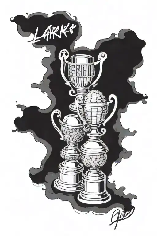 two Larry O'Brien trophies and two Stanley cups tattoo design idea