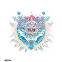 Coruja com sol tattoo design idea