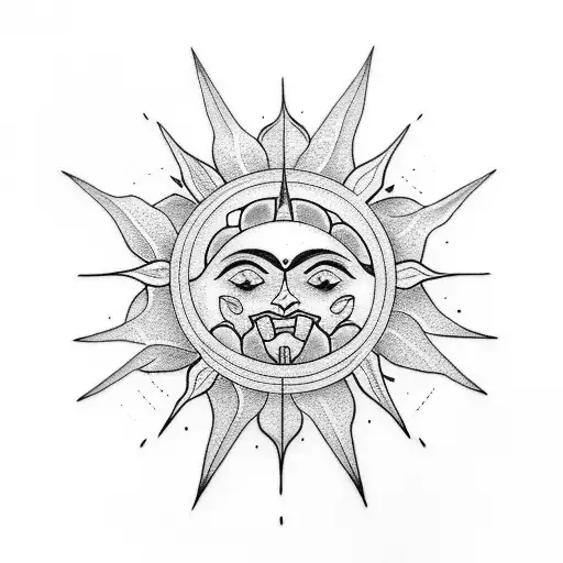 Sun and Moon tattoo design idea