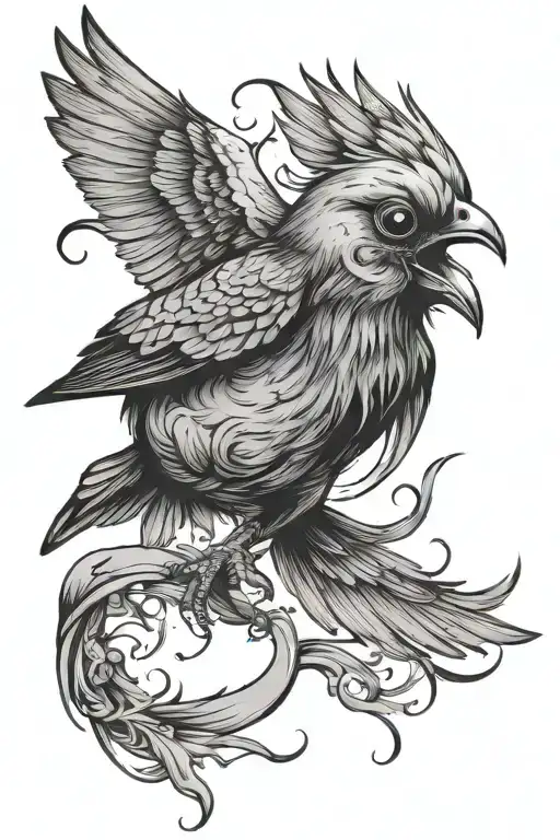 scary loving bird flying tattoo design idea