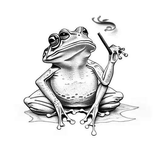 frog smoking a joint tattoo design idea