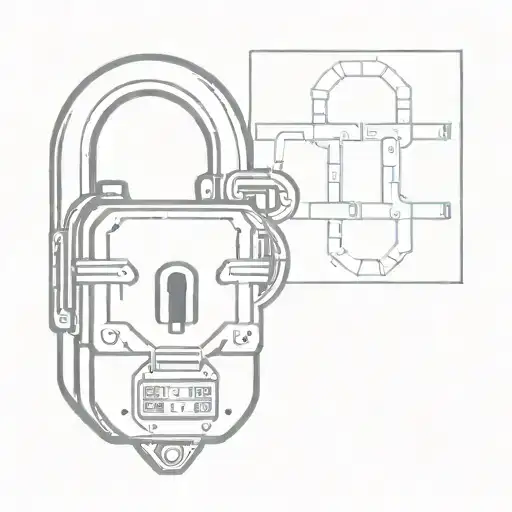 A minimalist tattoo of a sleek cyber security lock with tattoo design idea