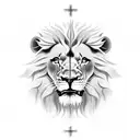 lion, cross, clouds, include: 'IT 26.07.2010', include: 'CT 08.06.2015' tattoo design idea