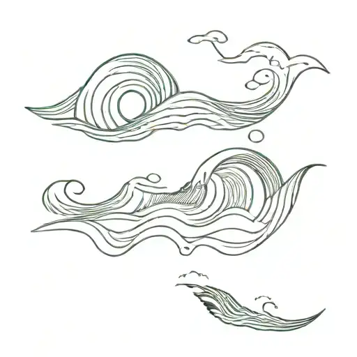 three types of ocean waves tattoo design idea