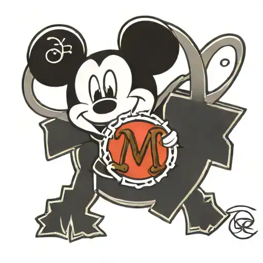 Mickey ear with letter M tattoo design idea