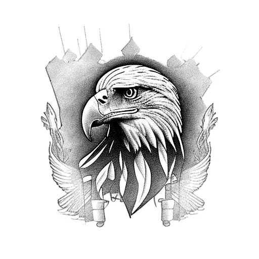 An eagle soaring through musical staff lines tattoo design idea