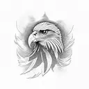 An eagle soaring through musical staff lines tattoo design idea