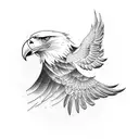 An eagle soaring through musical staff lines tattoo design idea