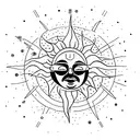 forearm sun with icaro falling below tattoo design idea