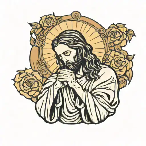 jesus praying tattoo design idea