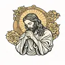 jesus praying tattoo design idea