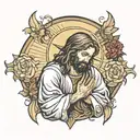 jesus praying tattoo design idea
