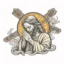 jesus praying tattoo design idea