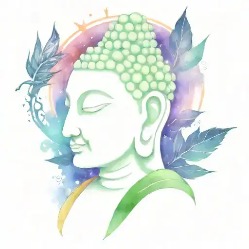 Buddha, dragon, weed, space, planets, smart, wise, lotos tattoo design idea