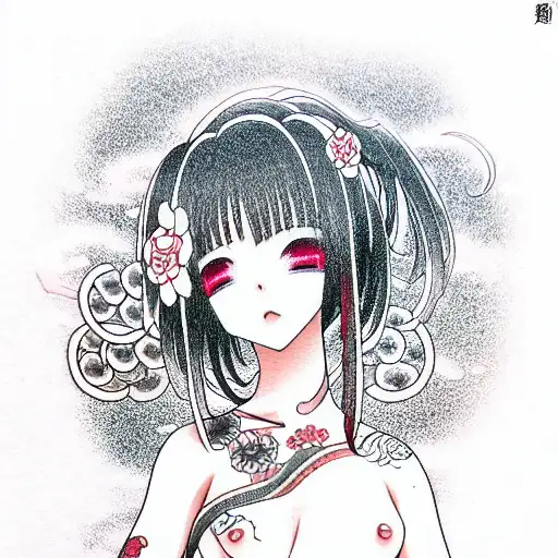 Anime girl tattoo design idea