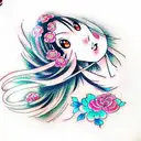 Anime girl tattoo design idea