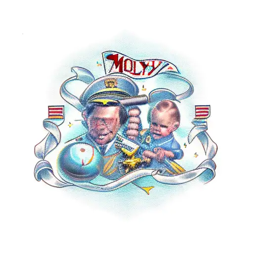 Family of mom dad and two boys tattoo design idea