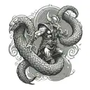 thor fighting Jörmungandr  tattoo design idea